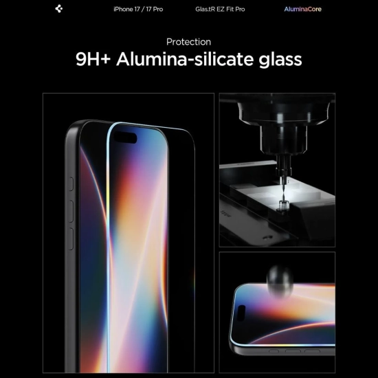 SPIGEN Szkło hartowane na iPhone 16 Pro / 17 / 17 Pro Glas.TR EZ Fit Pro
