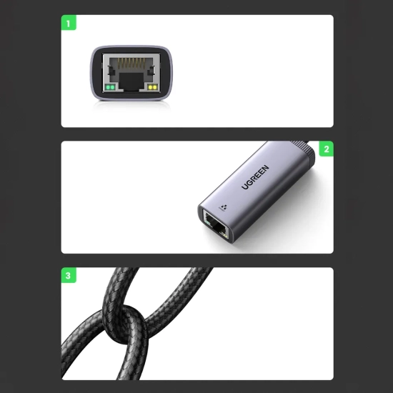 UGREEN Zewnętrzna karta sieciowa USB Typ C - RJ45 1Gbps