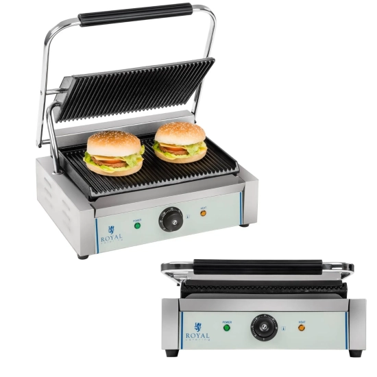 Royal Catering Grill kontaktowy dwustronny ryflowany PANINI