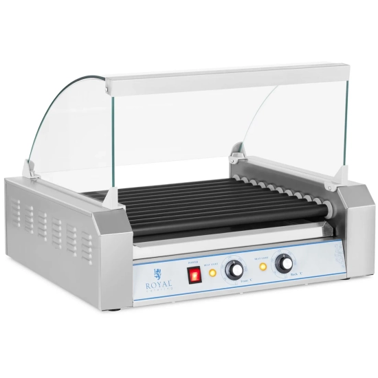 Royal Catering Grill rolkowy z szybą Roller grill z rolkami z teflonu 11T