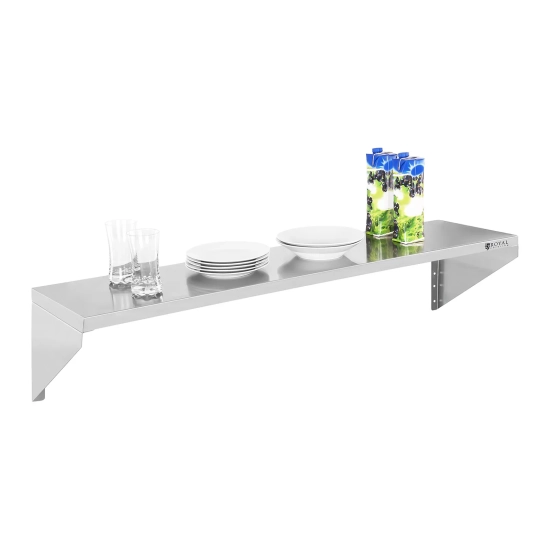 Royal Catering Półka ścienna wisząca stalowa nierdzewna pojedyncza 120 cm