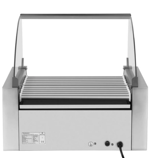 Roller grill rolkowy z osłoną i szufladą grzewczą do bułek 20 parówek
