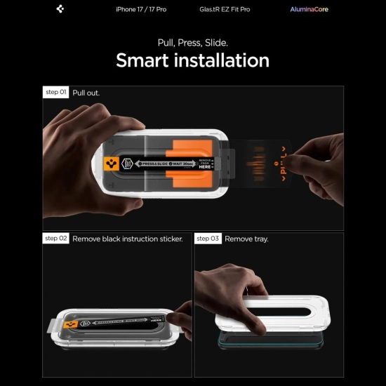 SPIGEN Szkło hartowane na iPhone 16 Pro / 17 / 17 Pro Glas.TR EZ Fit Pro