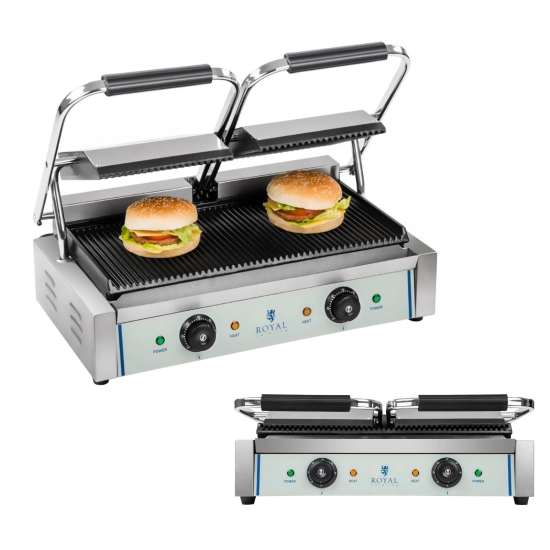 Royal Catering Grill kontaktowy podwójny dwustronny ryflowany