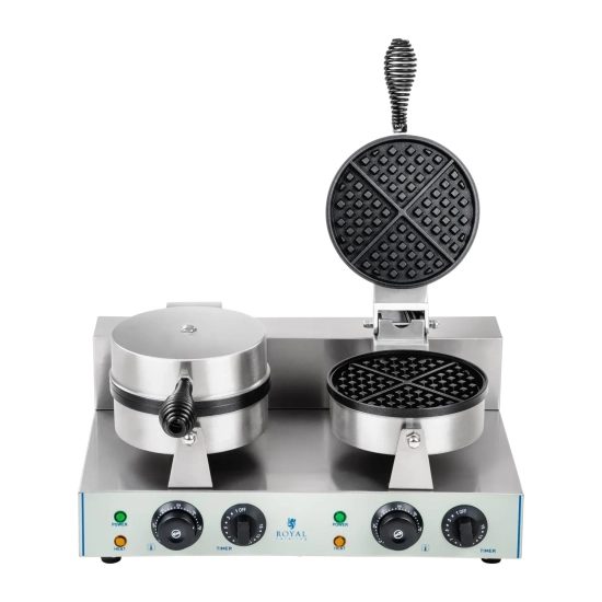 Royal Catering Gofrownica okrągła podwójna TEFLON gofry o średnicy 18,5cm