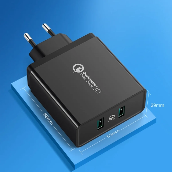 UGREEN Ładowarka sieciowa do telefonu 2x USB-A 36W QC3.0 - czarna