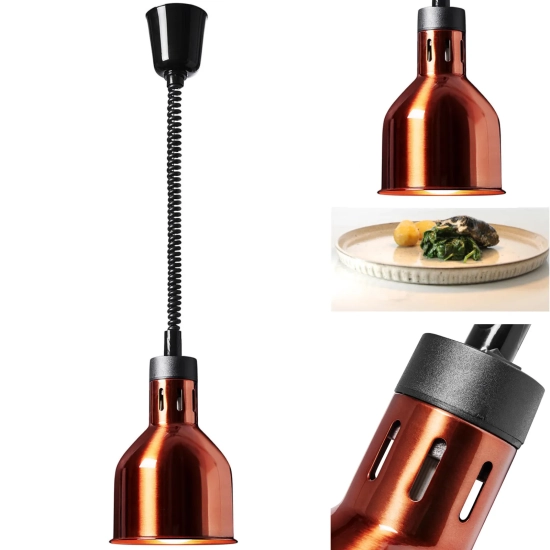Royal Catering Lampa grzewcza do potraw na podczerwień IR wisząca mosiądz