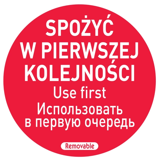 Naklejki food safety spożyć w pierwszej kolejności PL RU EN 500 szt. Hendi