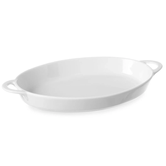 Półmisek do zapiekania owalny z uchwytami 270x180x40mm biała porcelana