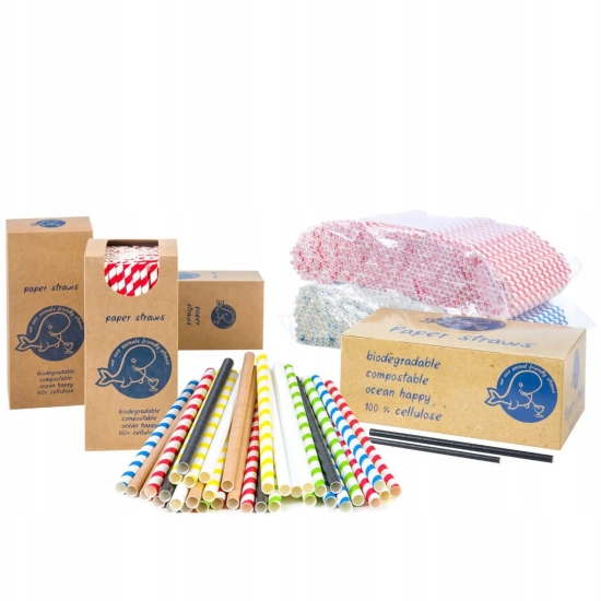 GSG24 Słomki papierowe BIO ekologiczne PAPER STRAWS 6/205mm - mix 250szt.