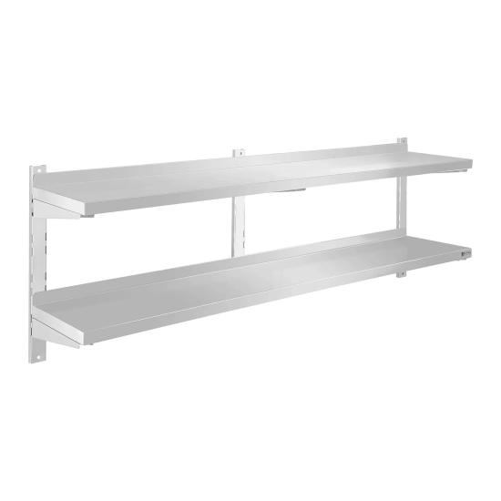 Royal Catering Półka ścienna stalowa wisząca podwójna z regulacją 160cm