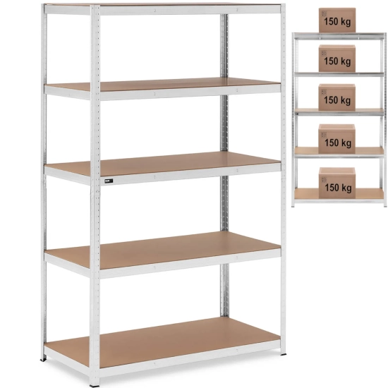 MSW Regał magazynowy metalowy 5 półek 750 kg 120 x 60 x 197 cm szary