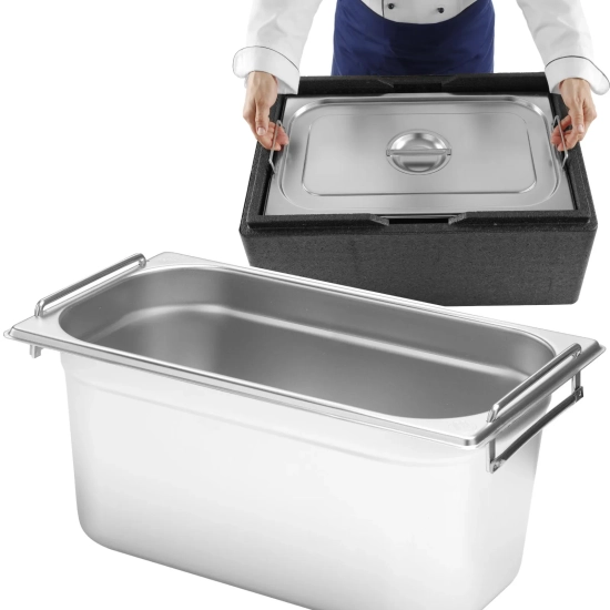 Pojemnik gastronomiczny GN 1/3 z chowanymi uchwytami 325x176x150mm 5.7L