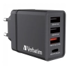 Verbatim 49700 ładowarka sieciowa USB 30 W, 4 porty, czarna