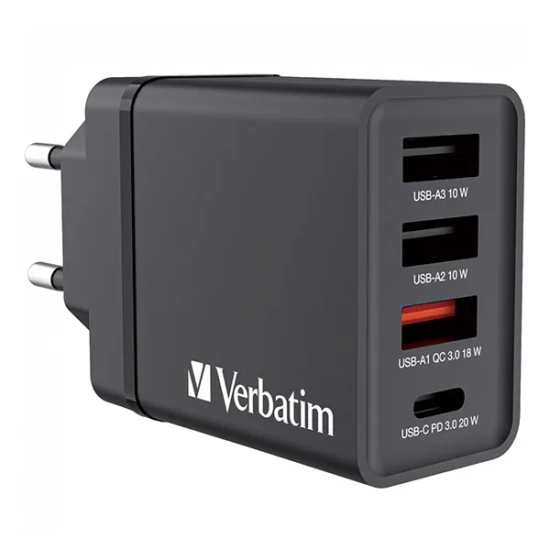 Verbatim 49700 ładowarka sieciowa USB 30 W, 4 porty, czarna