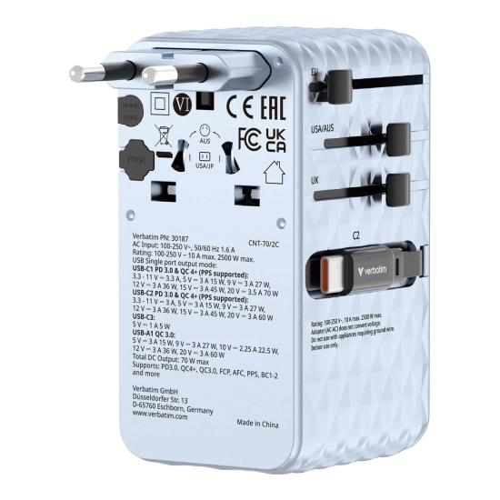 Adapter Verbatim podróżny Charge, n, podróżny GaN III 1 × USB-C 30187