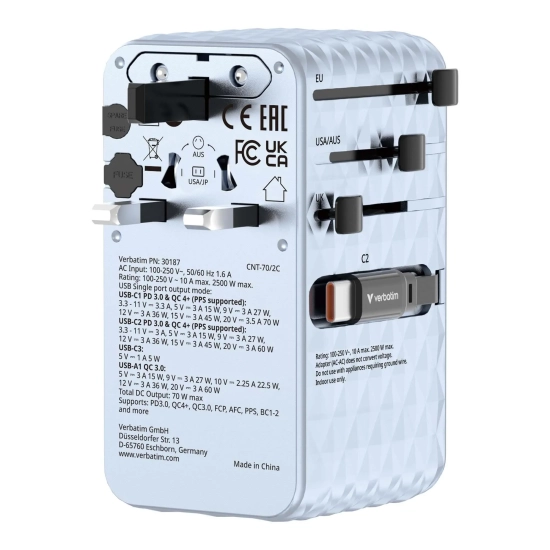Adapter Verbatim podróżny Charge, n, podróżny GaN III 1 × USB-C 30187