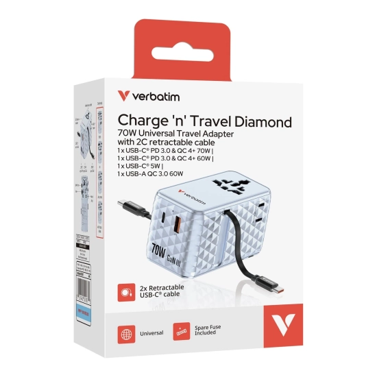 Adapter Verbatim podróżny Charge, n, podróżny GaN III 1 × USB-C 30187