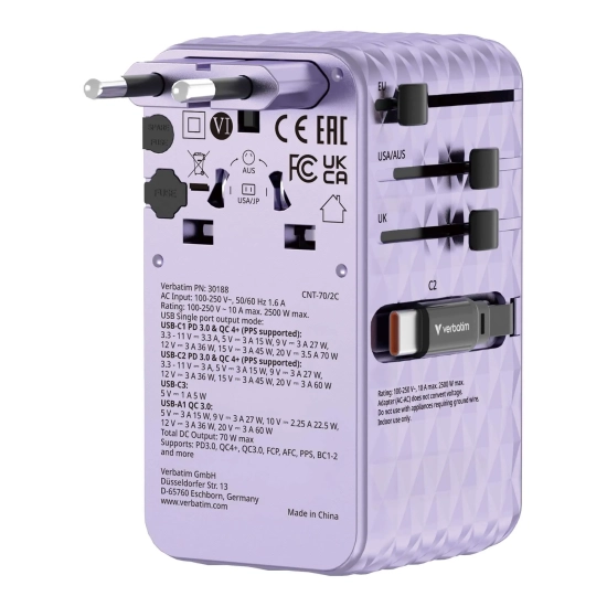 Adapter Verbatim podróżny Charge, n, podróżny GaN III 1 × USB-C 30188