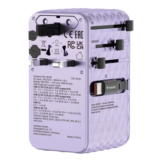 Adapter Verbatim podróżny Charge, n, podróżny GaN III 1 × USB-C 30188