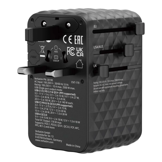 Adapter Verbatim podróżny Charge, n, podróżny GaN III 2 × USB-C 30190