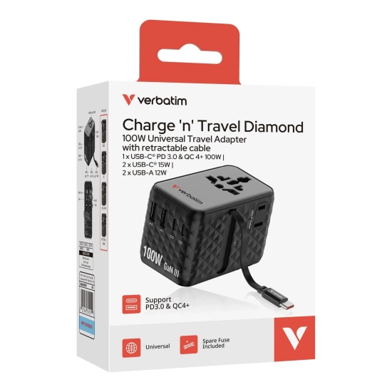 Adapter Verbatim podróżny Charge, n, podróżny GaN III 2 × USB-C 30191