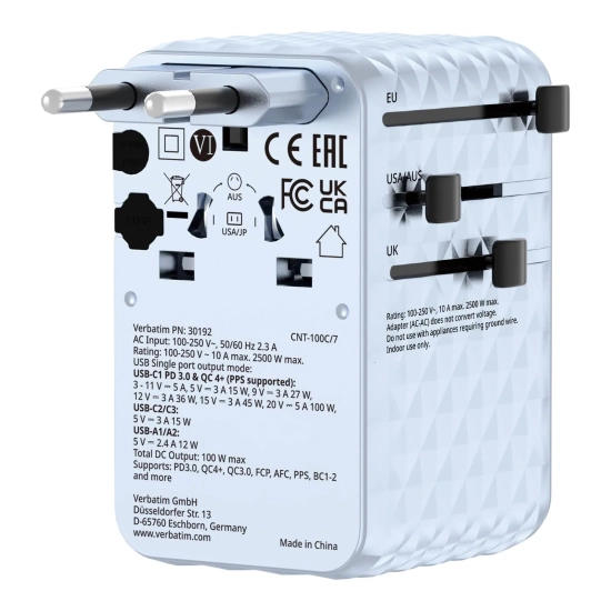 Adapter Verbatim podróżny Charge, n, podróżny GaN III 2 × USB-C 30192