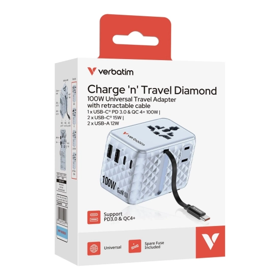 Adapter Verbatim podróżny Charge, n, podróżny GaN III 2 × USB-C 30192
