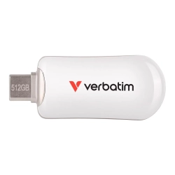 Pendrive Verbatim Plectra 512 GB, model 30231, złącze USB-C, USB 3.2 Gen 1, kolor biały.