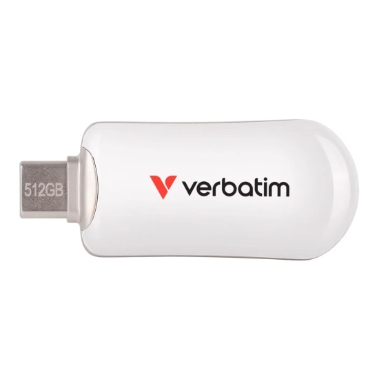 Pendrive Verbatim Plectra 512 GB, model 30231, złącze USB-C, USB 3.2 Gen 1, kolor biały.