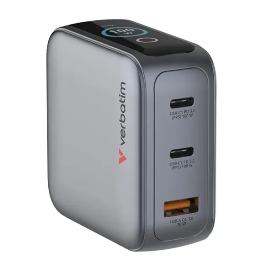 Ładowarka Verbatim Mini GaN 30239 100W z wyświetlaczem