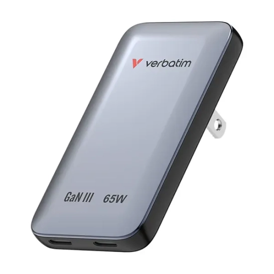 Ładowarka Verbatim Essentials Slim GaN 30280 65W szara