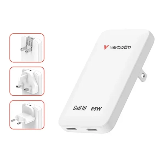 Ładowarka Verbatim Essentials Slim GaN 30281 65W biała