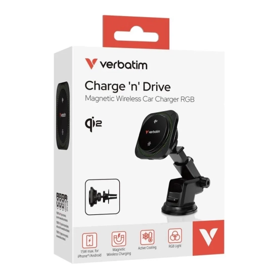 Ładowarka samochodowa Verbatim Charge n Drive Qi2 RGB 31860