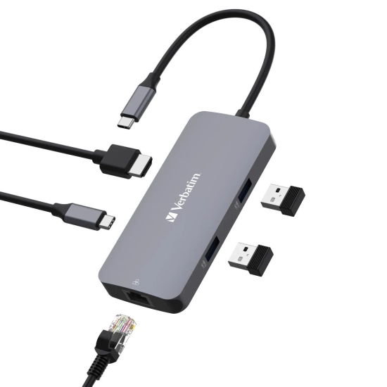 Hub USB Verbatim z 5 portami, szary, długość przewodu 15 cm 32150