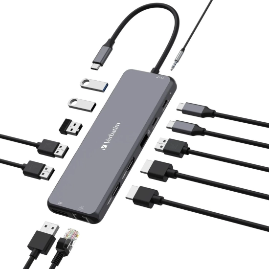 Hub USB Verbatim z 13 portami, szary, długość przewodu 20 cm 32153