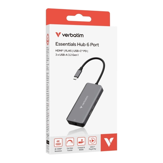Verbatim Hub USB-C Essentials 6-port 32157 HDMI RJ45 PD 100 W