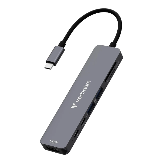 Hub USB-C Verbatim wieloportowy z 7 portami, szary 32158