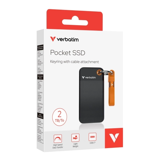 Dysk zewnętrzny SSD Verbatim Pocket czarny/pomarańczowy, 2000 GB 32197