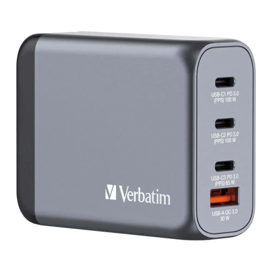 Ładowarka Verbatim GaN 32202 100W 3x USB-C + USB-A