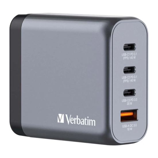 Verbatim GaN GNC-140 32203 ładowarka 140 W, 4 porty — produkt na białym tle