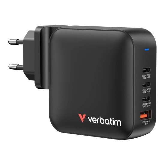 Ładowarka Verbatim Mini GaN 32216 165W 3x USB-C + USB-A