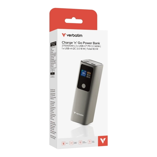 Powerbank Verbatim Charge 'n' Go 32269 27000mAh 140W szary