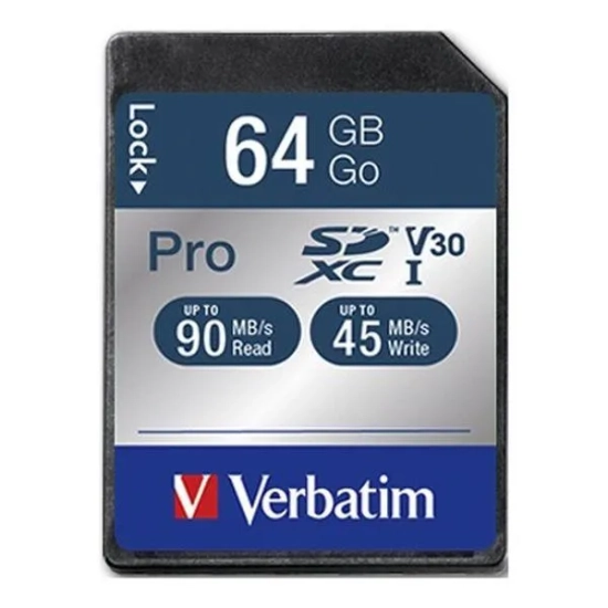 Karta pamięci Verbatim karta SD Pro U3, 64 GB, UHS-I U3 (klasa 10), V30