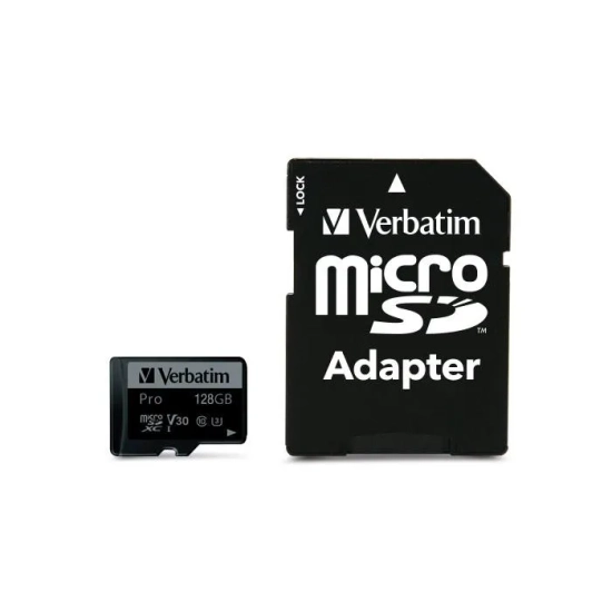 Karta pamięci Verbatim Pro, 128 GB, UHS 3 (U3), z adapterm 47044