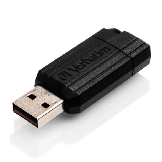 Pendrive Verbatim PinStripe 8 GB MPN 49062 w kolorze czarny, ze złączem USB-A.