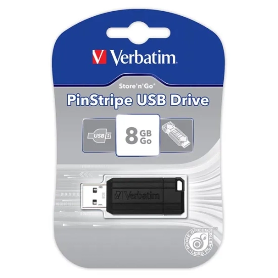Verbatim Pendrive PinStripe 8 GB USB 2.0 czarny 49062