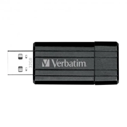 Pendrive Verbatim PinStripe 32 GB MPN 49064 w kolorze czarny, ze złączem USB-A.