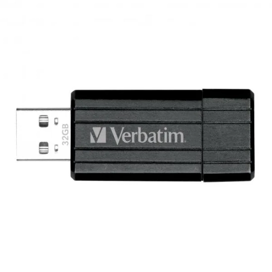 Pendrive Verbatim PinStripe 32 GB MPN 49064 w kolorze czarny, ze złączem USB-A.