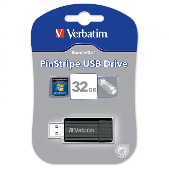 Verbatim Pendrive PinStripe 32 GB USB 2.0 czarny 49064